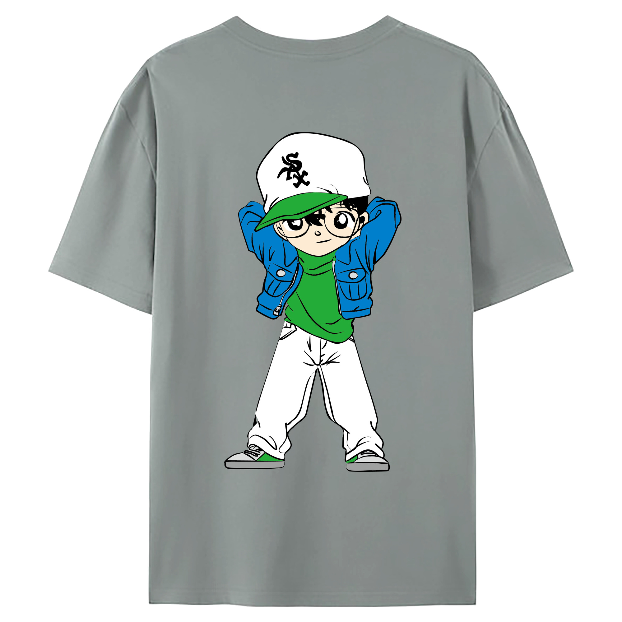 （画像用） 名探偵コナン 江戸川 コナン Detective Conan Conan Edogawa 綿100％ メンズ半袖Tシャツ（バックプリント） 通気性